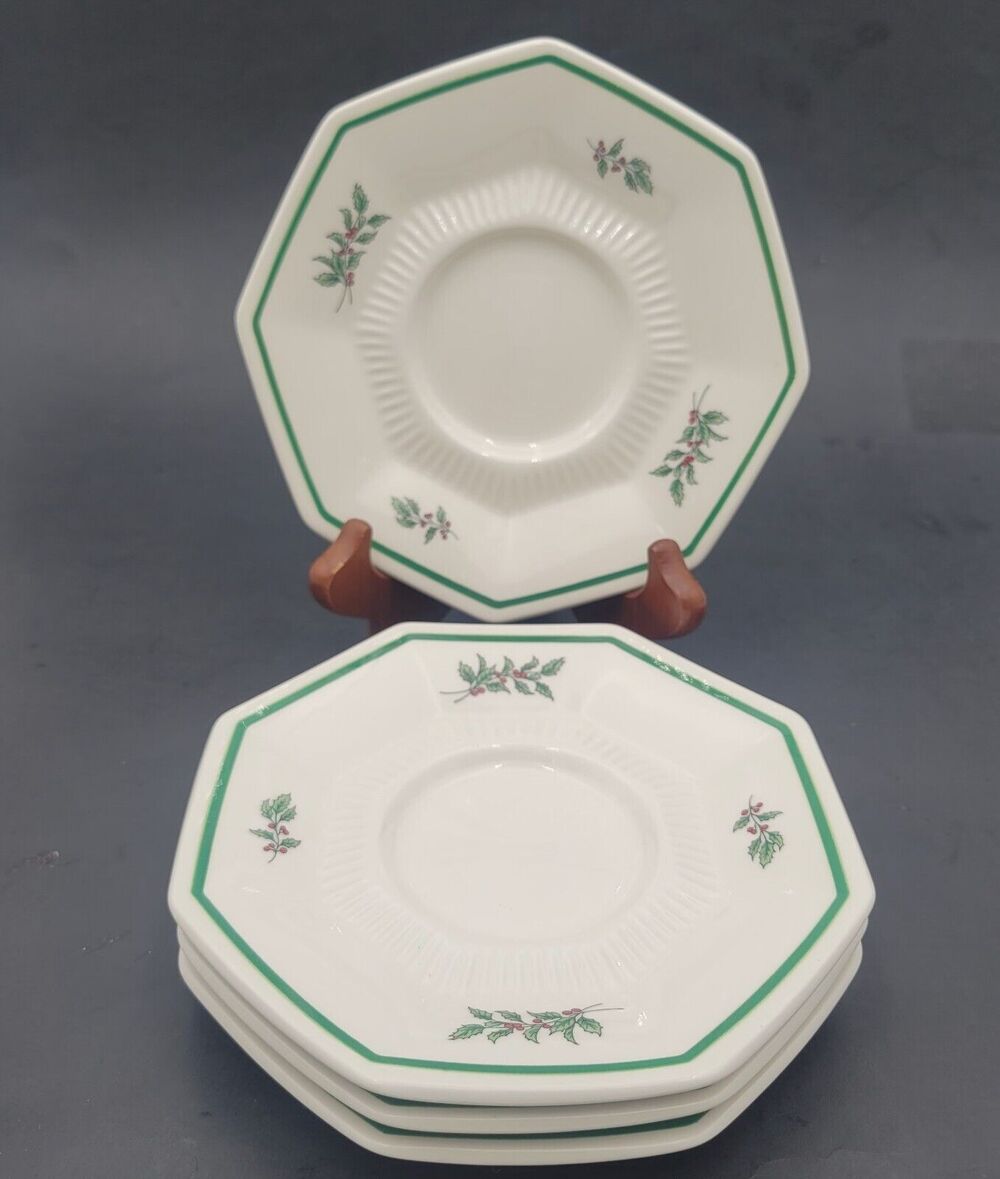 4 Vintage Nikko Christmastime 6'' Saucer Plates White